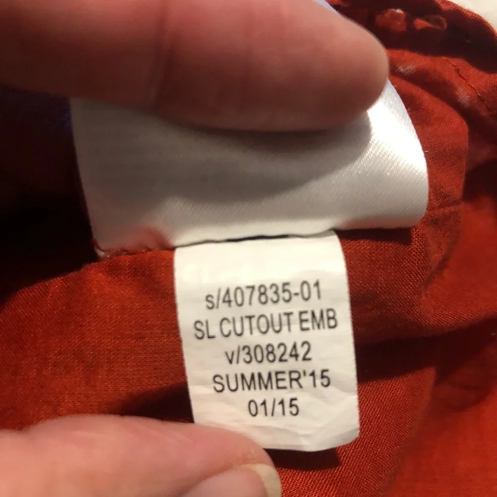 Banana Republic Orange Red Embroidered Strappy Sleeveless Summer Top v neck - Picture 10 of 10